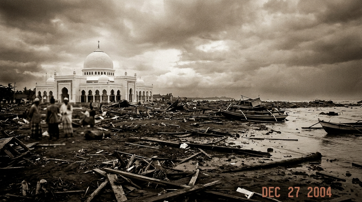 Suasana Masjid Baiturrahman Pasca Tsunami 2004