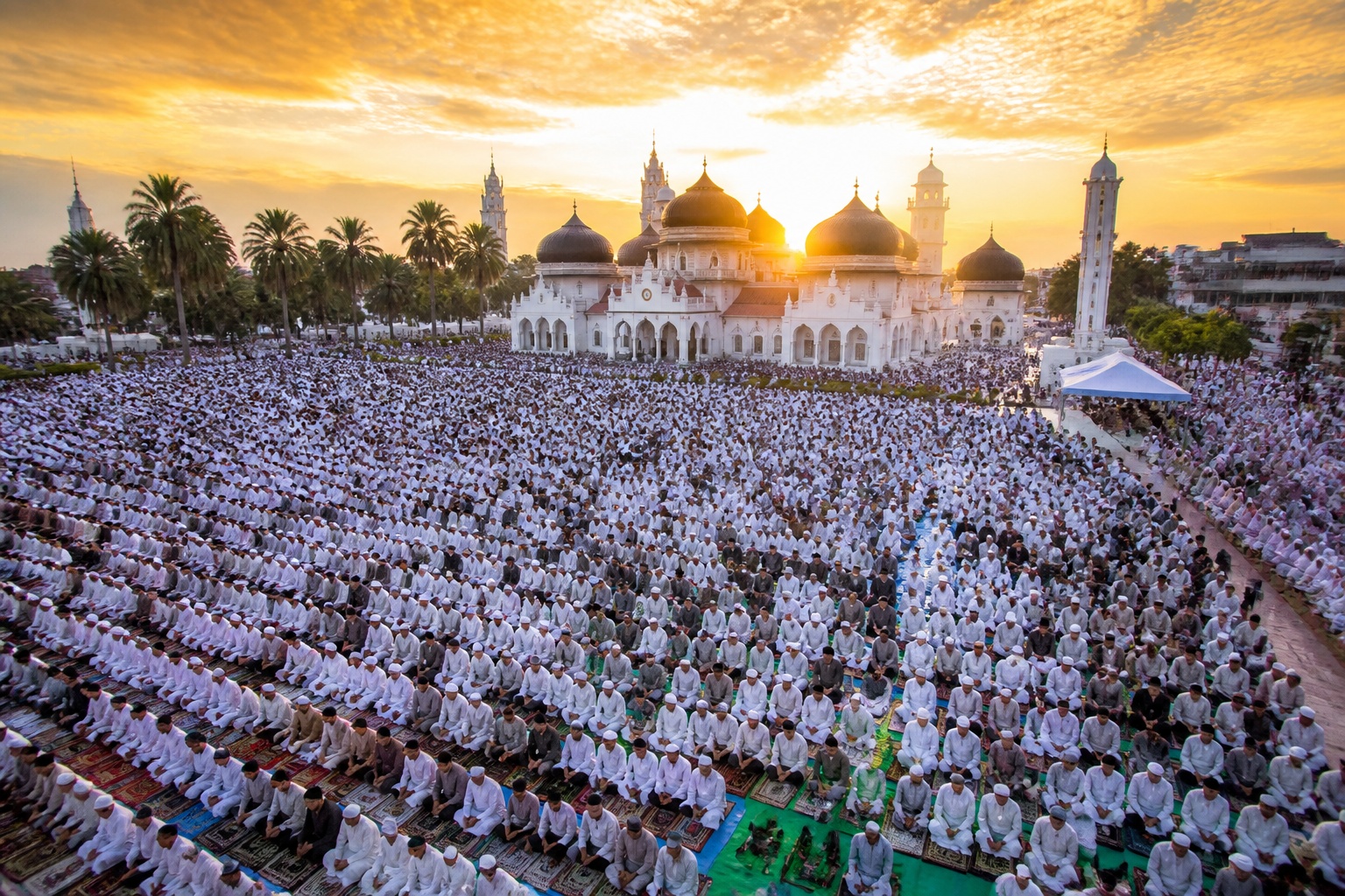 Suasana Masjid Raya Baiturrahman dari Gerbang Utama